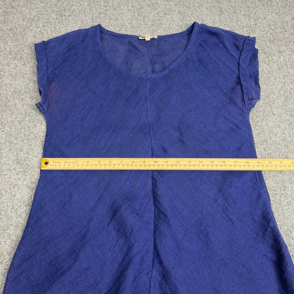 Eileen Fisher 100% Linen Scoop Neck Short Sleeve Top Coastal Minimalist Size L - Picture 7 of 8